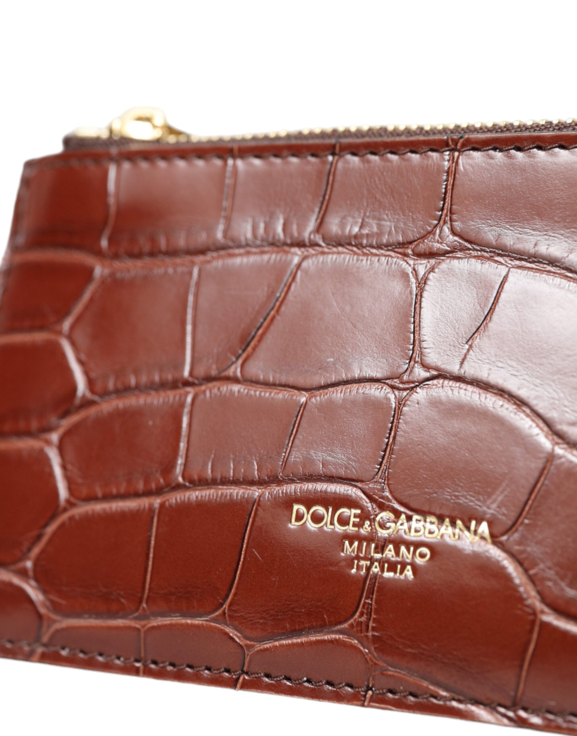 Dolce & Gabbana Bruin Alligatorleren Airpods Etui Portemonnee