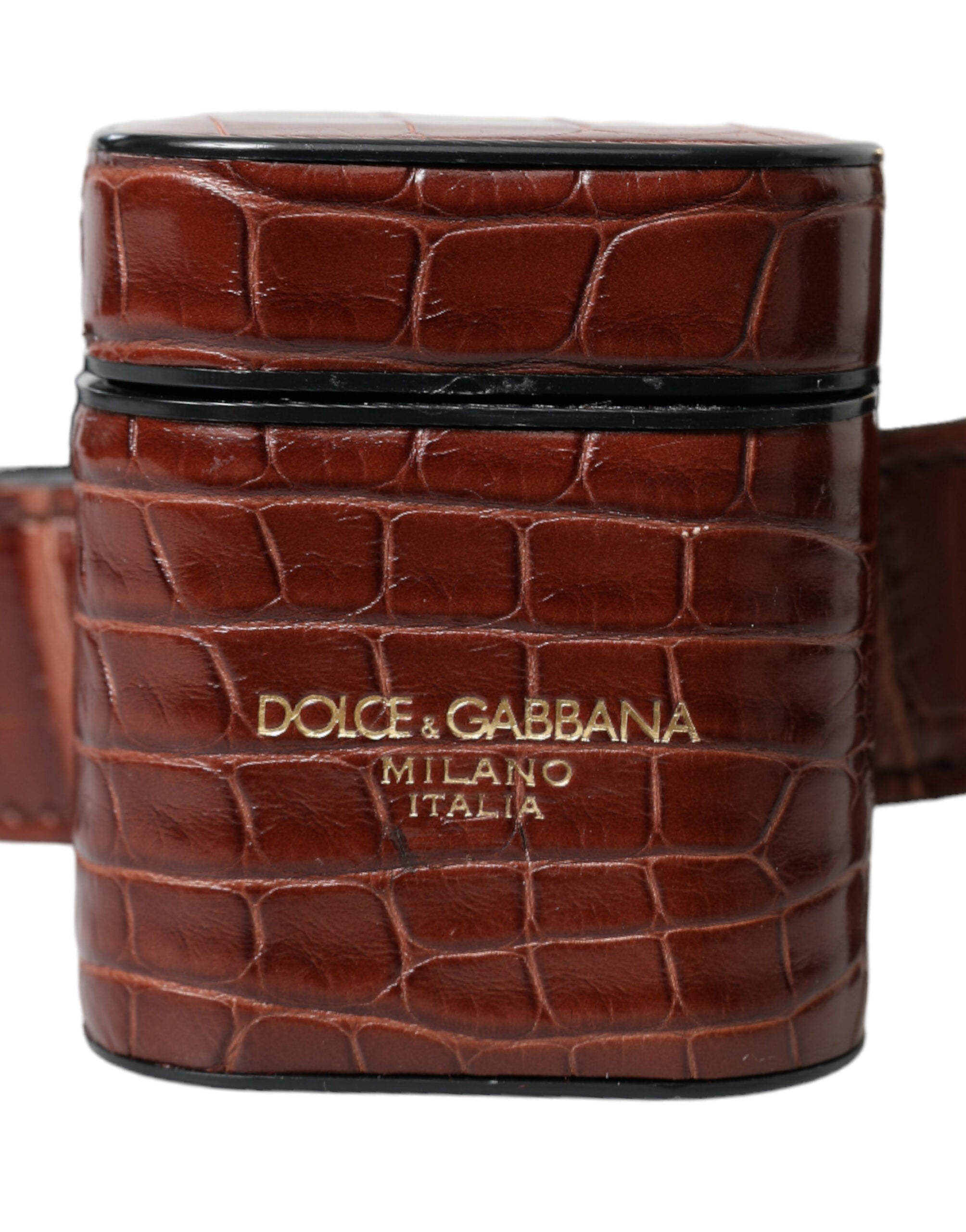 Dolce & Gabbana Bruin Alligatorleren Airpods Etui Portemonnee