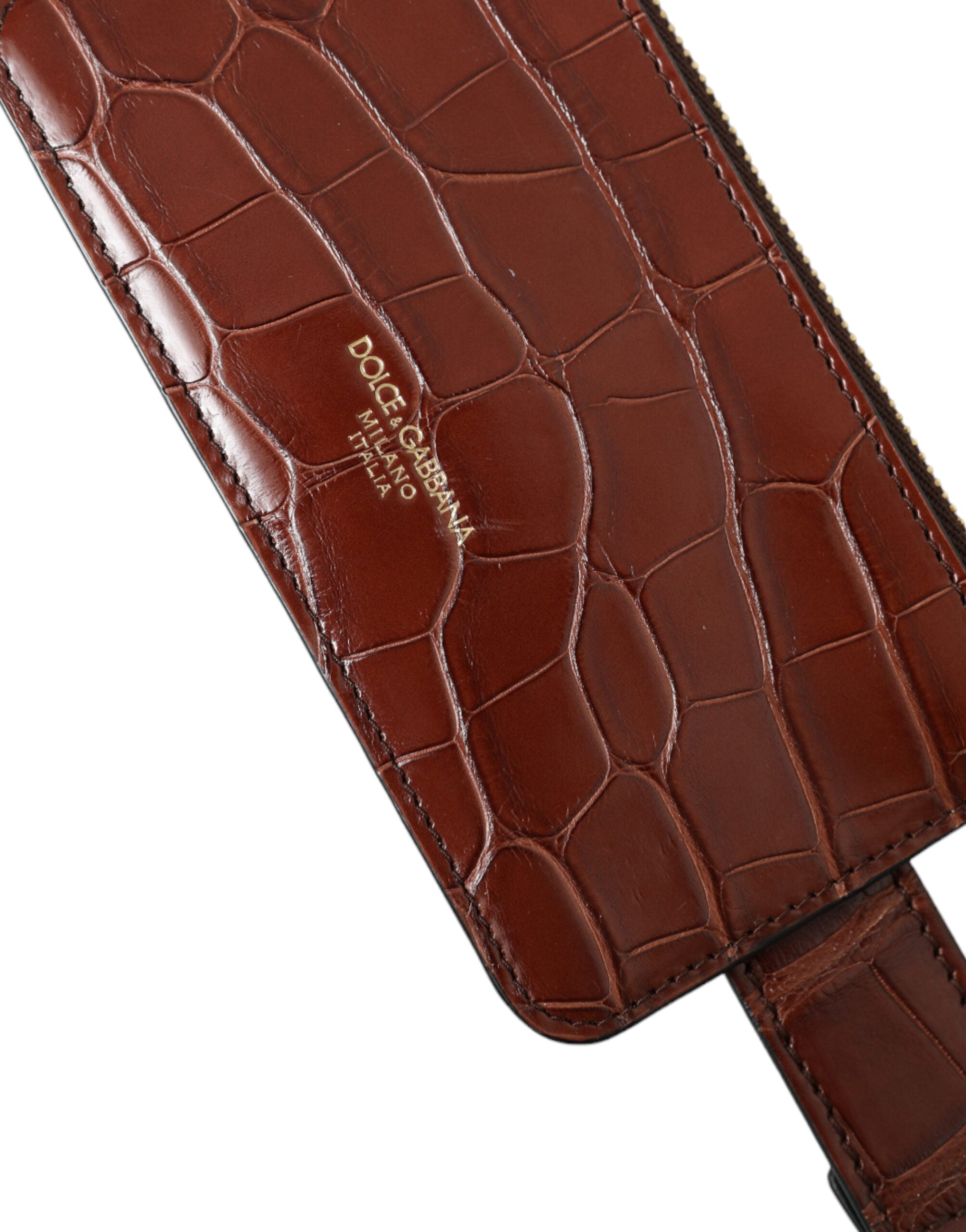 Dolce & Gabbana Bruin Alligatorleren Airpods Etui Portemonnee