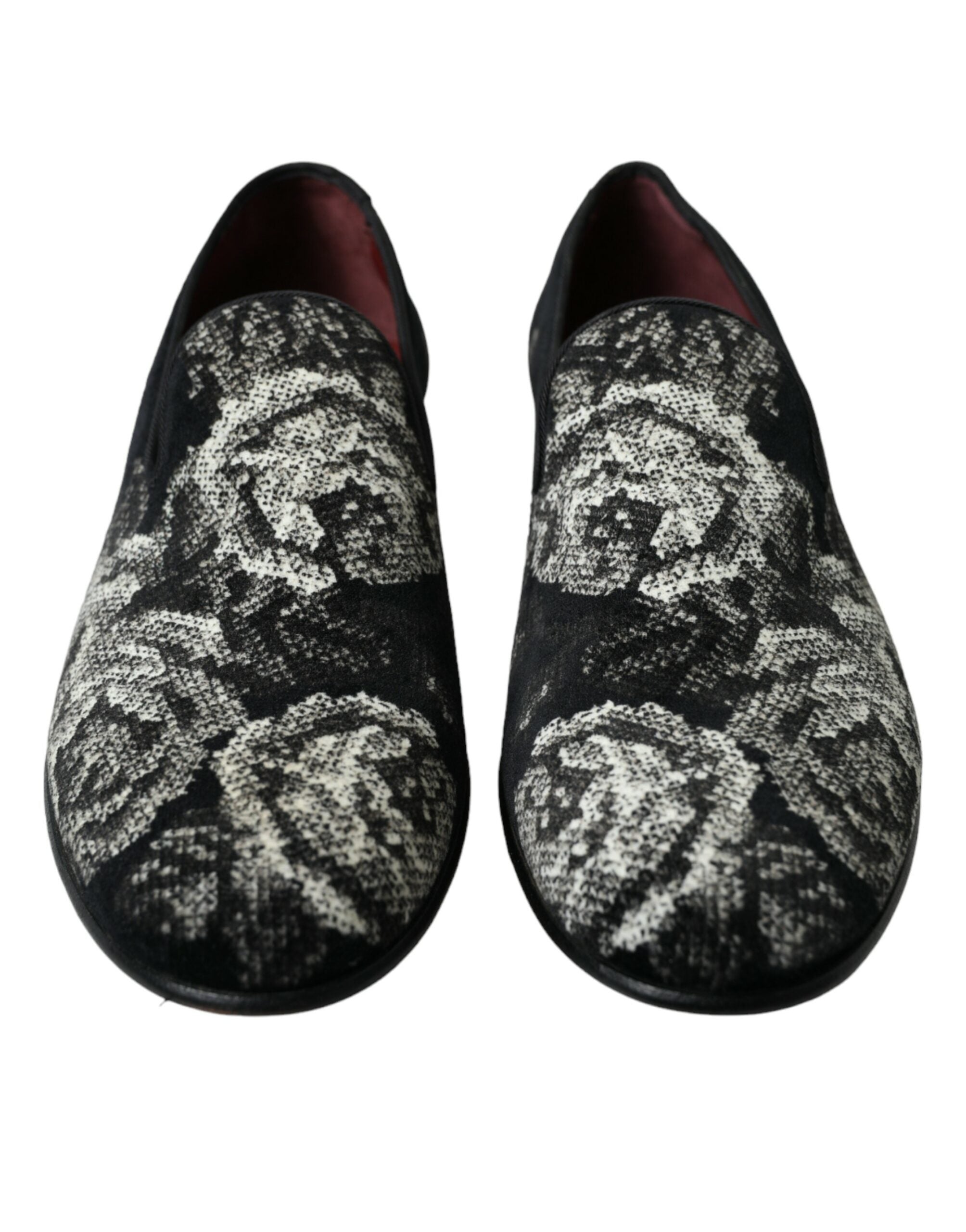 Dolce & Gabbana Schwarze Blumen-Slipper Herren Loafer Abendschuhe