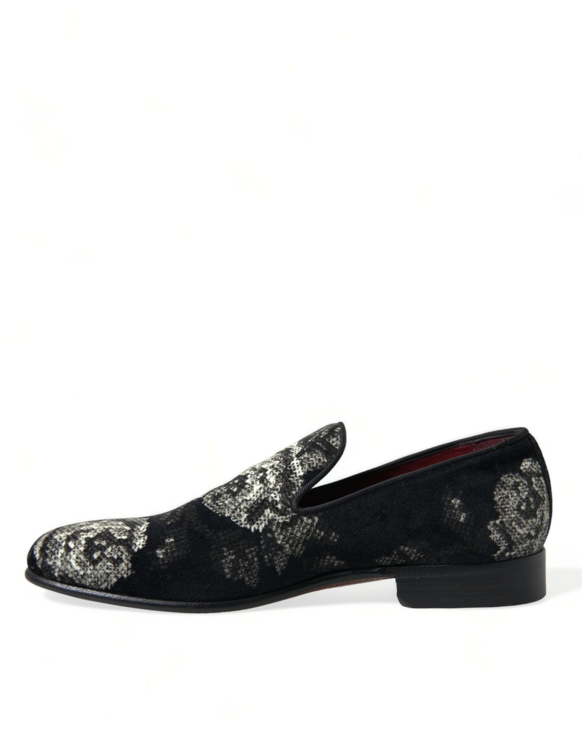 Dolce & Gabbana Schwarze Blumen-Slipper Herren Loafer Abendschuhe