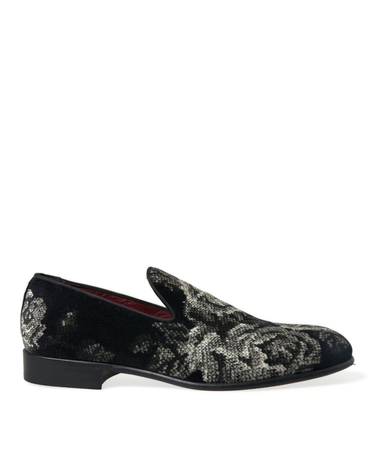 Dolce & Gabbana Schwarze Blumen-Slipper Herren Loafer Abendschuhe