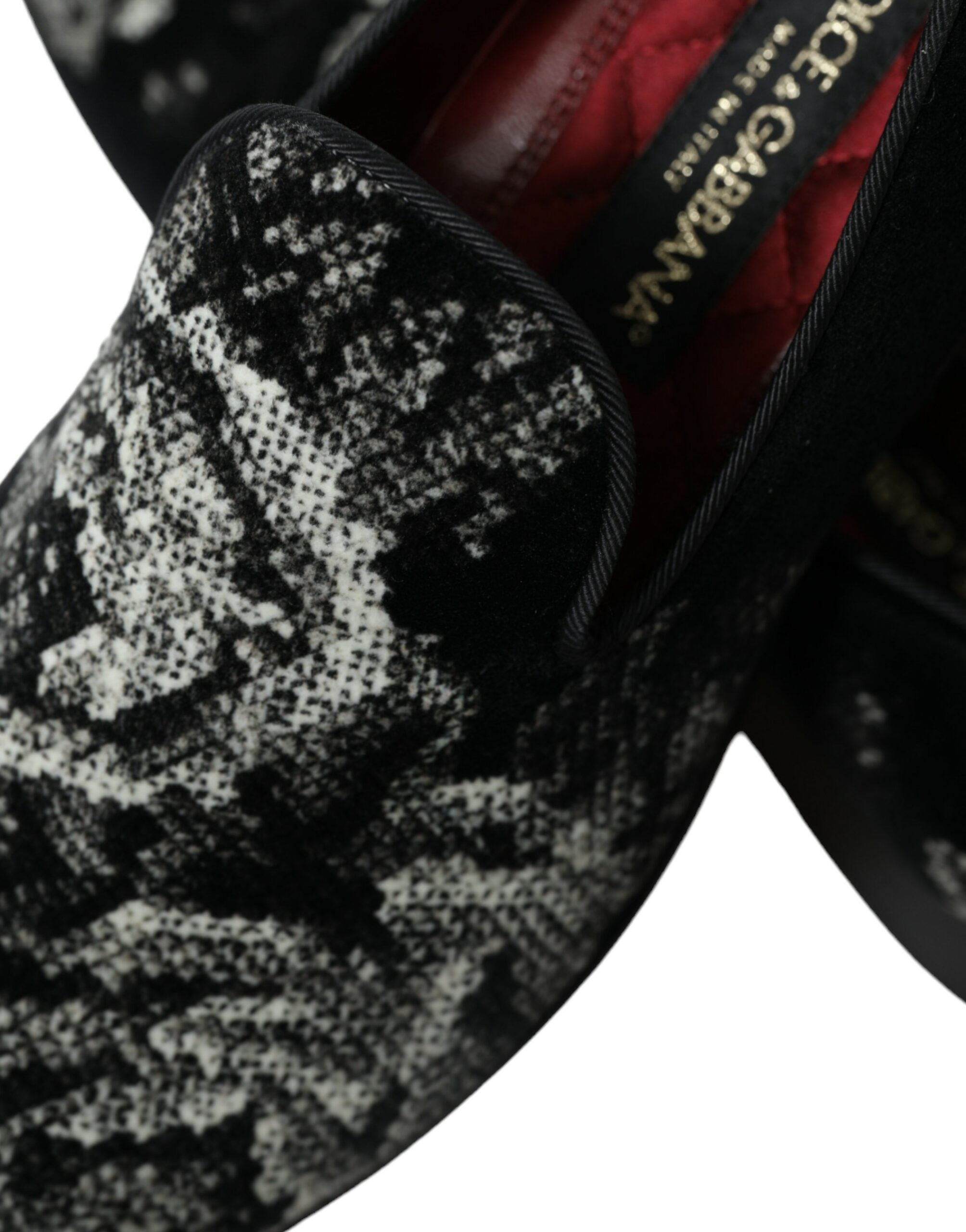 Dolce & Gabbana Schwarze Blumen-Slipper Herren Loafer Abendschuhe