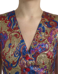 Dolce & Gabbana Multicolor Jacquard Weste mit Knöpfen