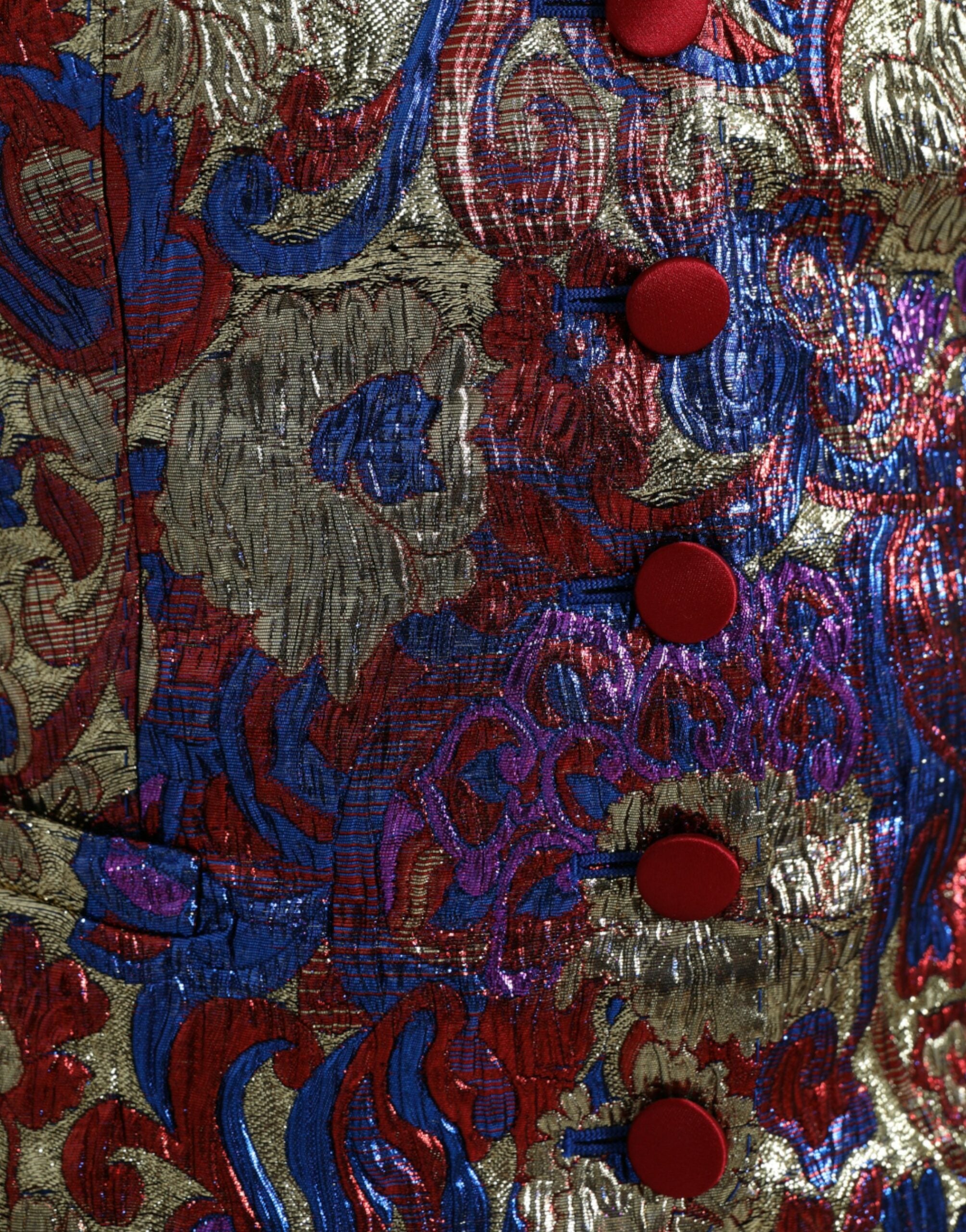 Dolce & Gabbana Multicolor Jacquard Weste mit Knöpfen