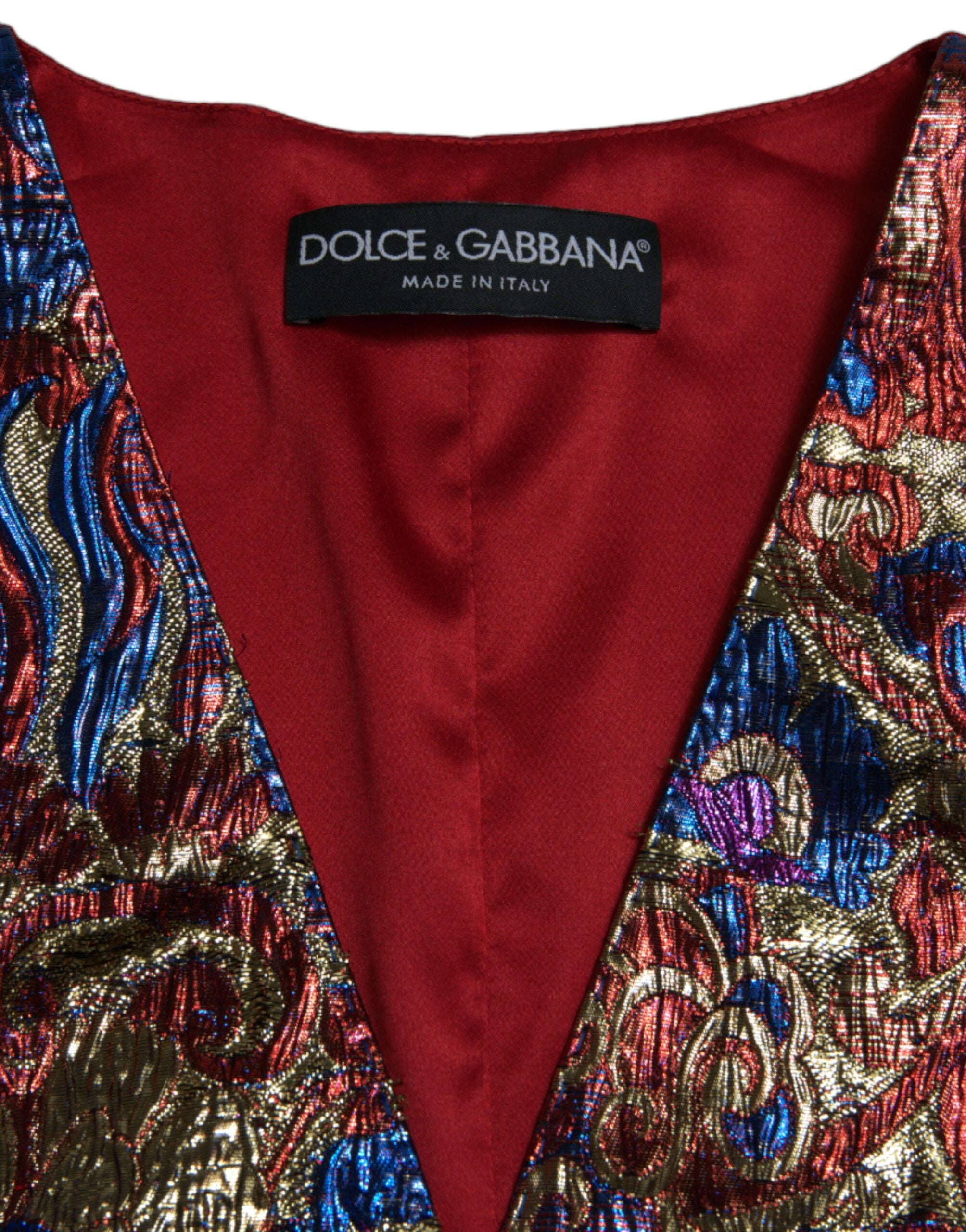 Dolce & Gabbana Multicolor Jacquard Weste mit Knöpfen