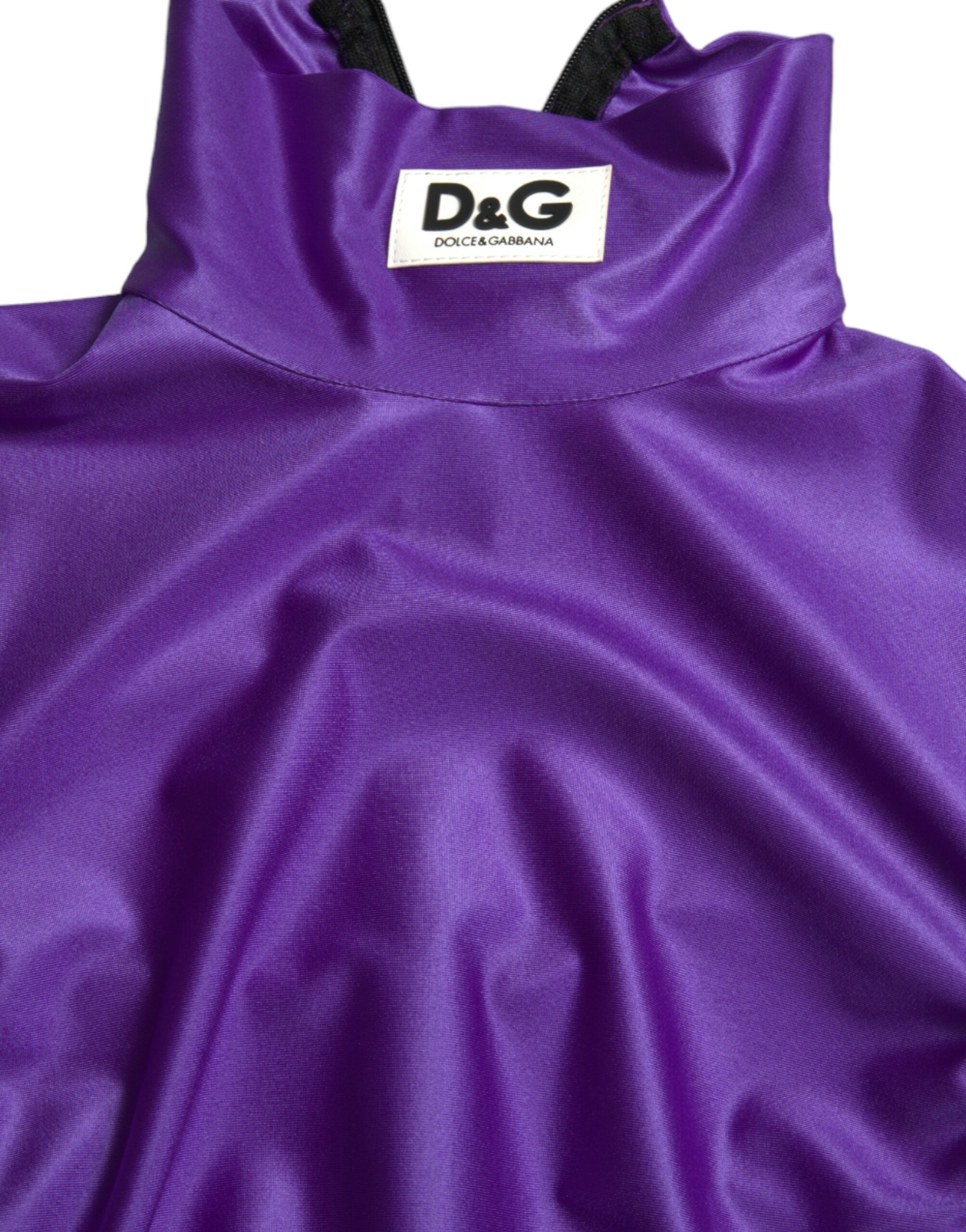 Dolce & Gabbana Lila Nylon Stretch Enges Langarm-Top