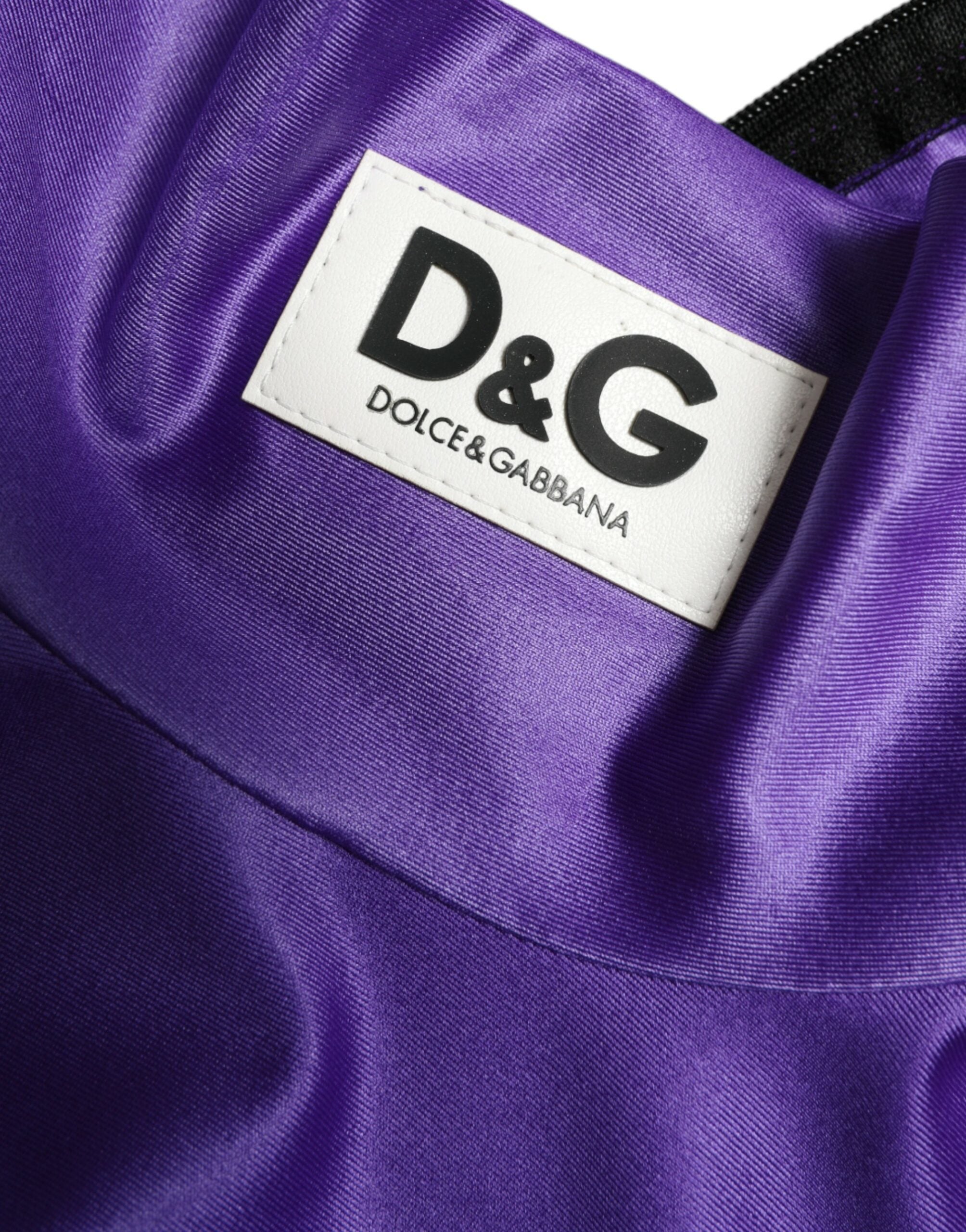 Dolce & Gabbana Lila Nylon Stretch Enges Langarm-Top