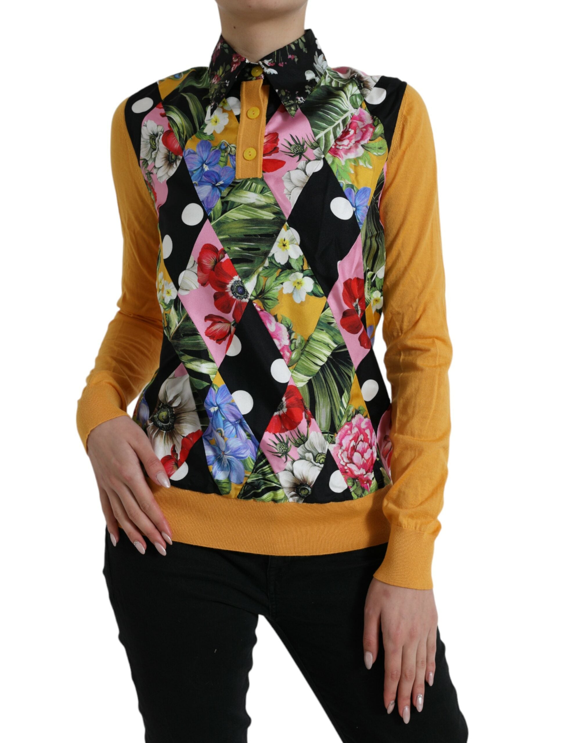 Dolce & Gabbana Multicolor Patchwork Kaschmir-Henley-Pullover