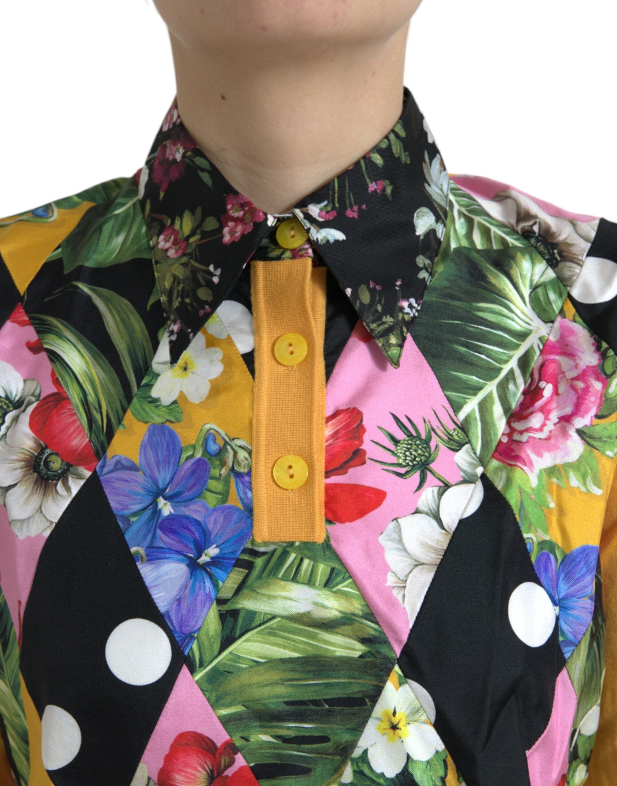Dolce & Gabbana Multicolor Patchwork Kaschmir-Henley-Pullover