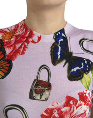 Dolce & Gabbana Multikleurig Gebloemd Hangslot Vlinder Tanktop