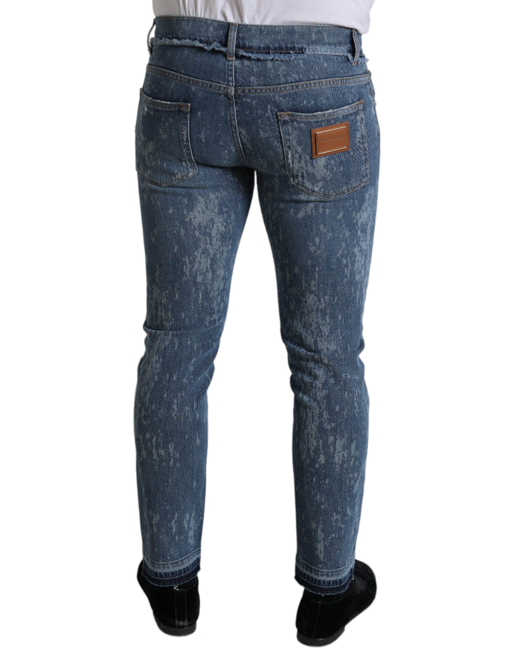 Dolce & Gabbana Blaue Washed Skinny Jeans aus Baumwoll-Stretch-Denim