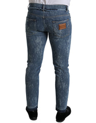 Dolce & Gabbana Blaue Washed Skinny Jeans aus Baumwoll-Stretch-Denim