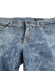 Dolce & Gabbana Blaue Washed Skinny Jeans aus Baumwoll-Stretch-Denim
