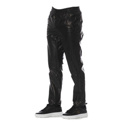 Trussardi Black Lamb Leather Men Trouser