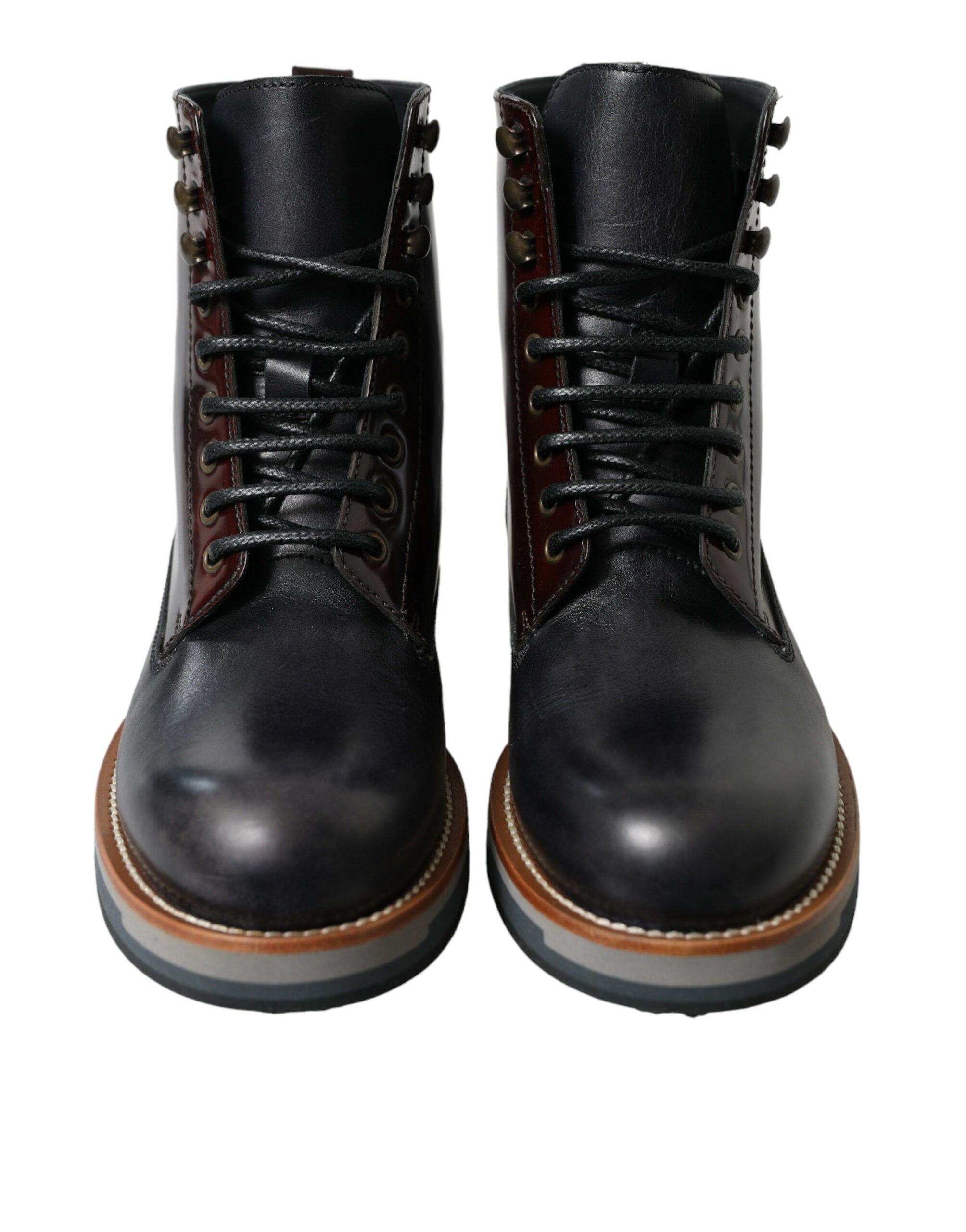 Dolce & Gabbana Schwarze Leder Military Combat Stiefel Schuhe