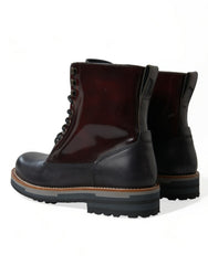 Dolce & Gabbana Schwarze Leder Military Combat Stiefel Schuhe