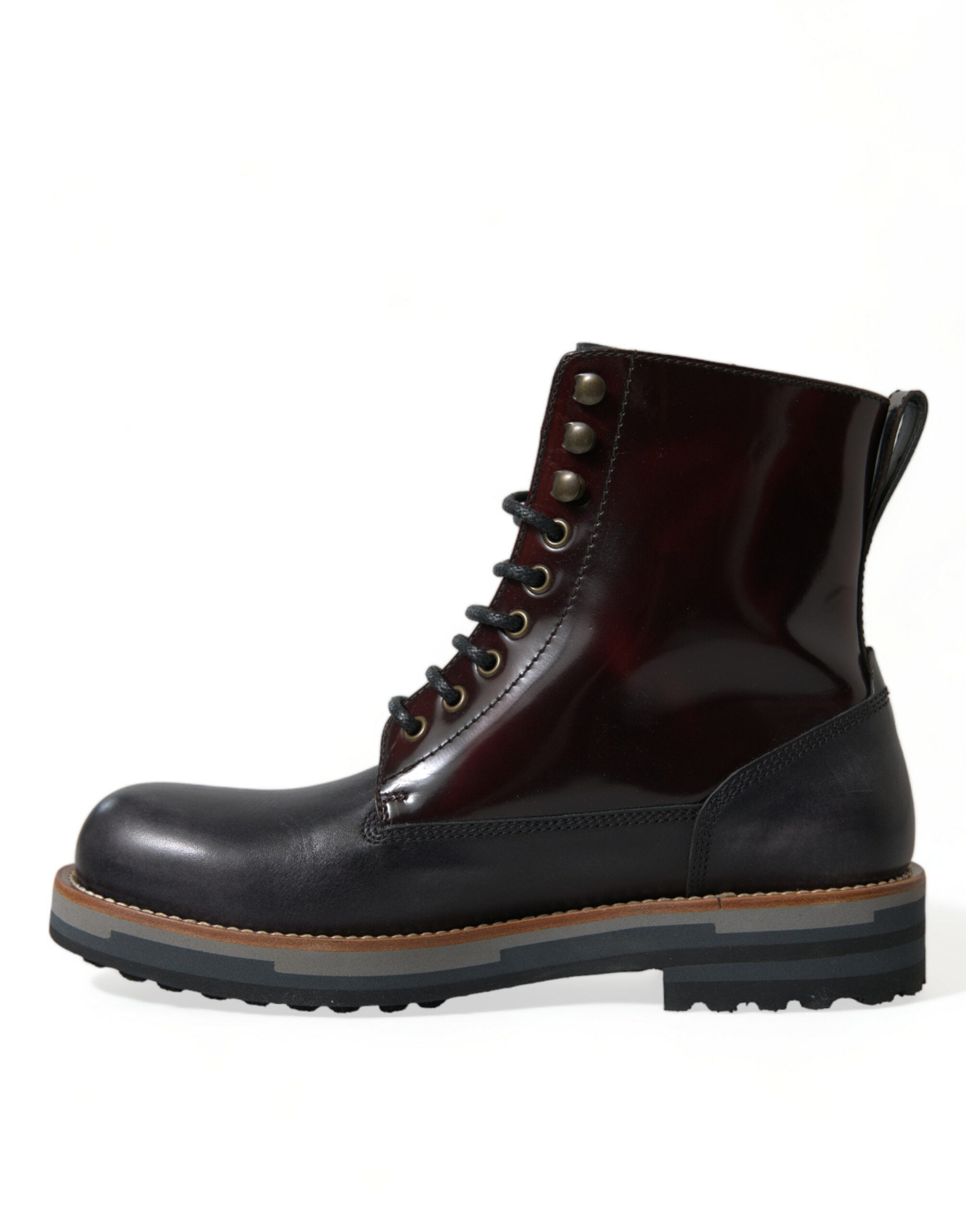 Dolce & Gabbana Schwarze Leder Military Combat Stiefel Schuhe