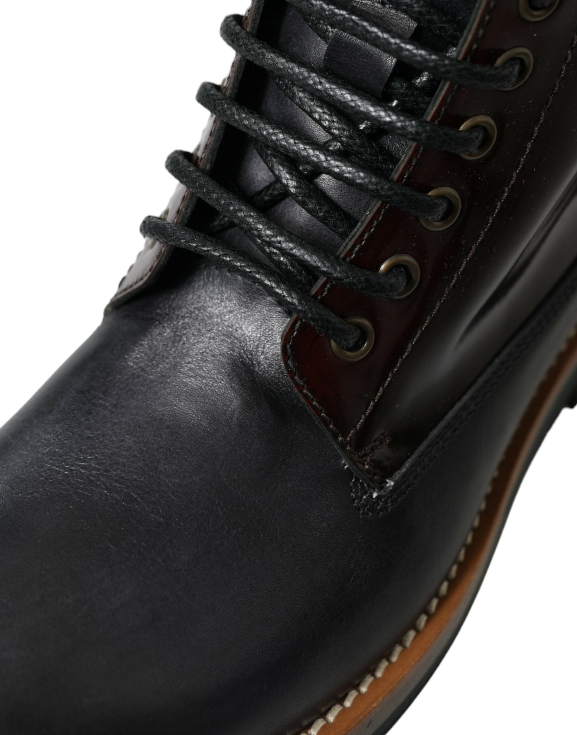 Dolce & Gabbana Schwarze Leder Military Combat Stiefel Schuhe