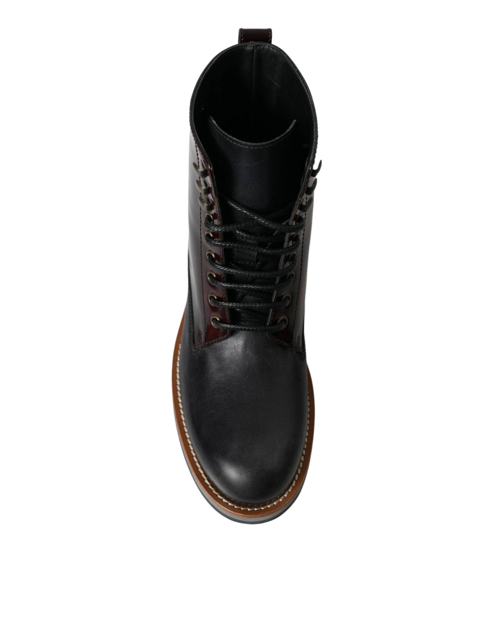 Dolce & Gabbana Schwarze Leder Military Combat Stiefel Schuhe