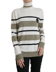 Dolce & Gabbana Pullover aus Wolle mit mehrfarbigen Streifen und Logo