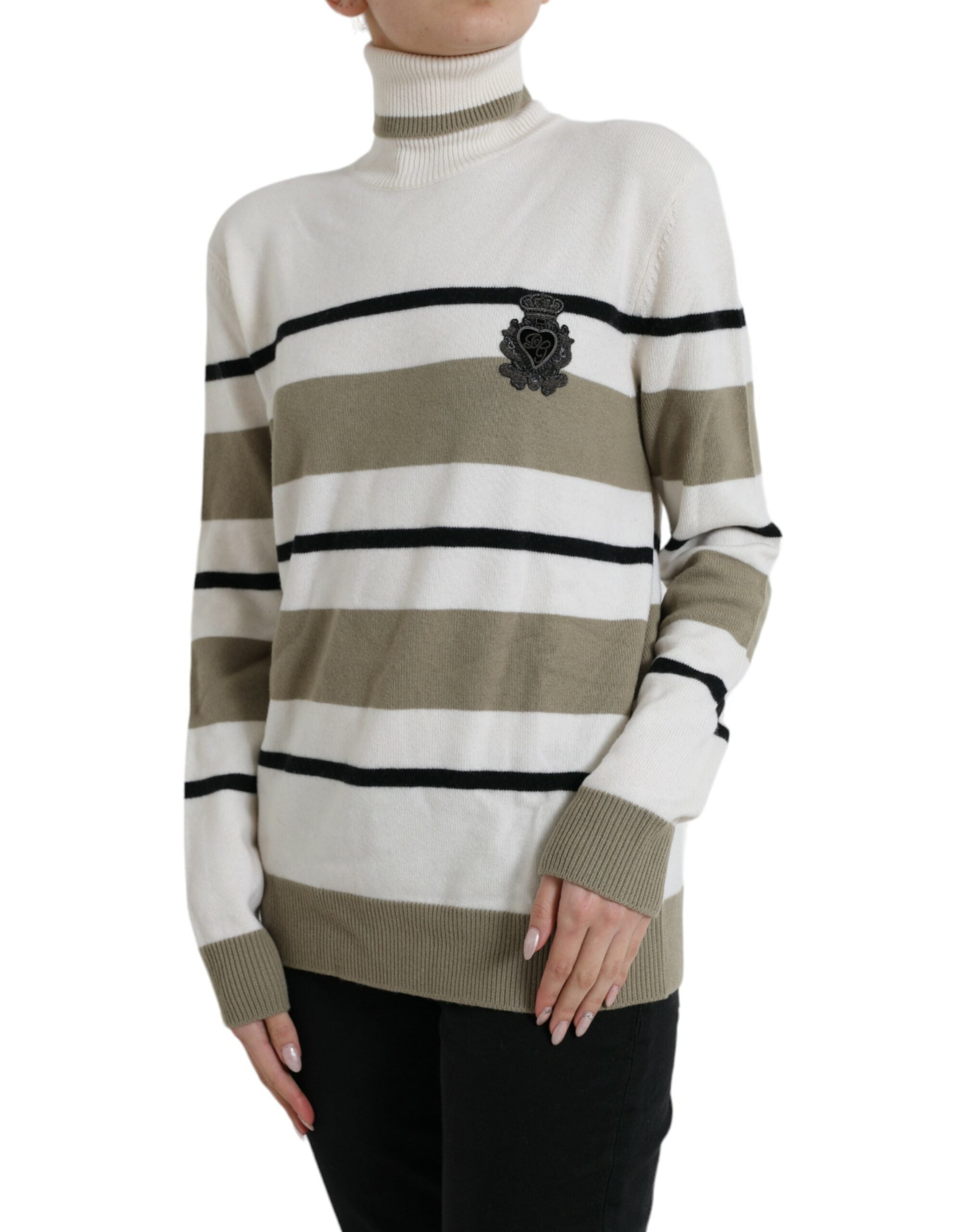 Dolce & Gabbana Pullover aus Wolle mit mehrfarbigen Streifen und Logo