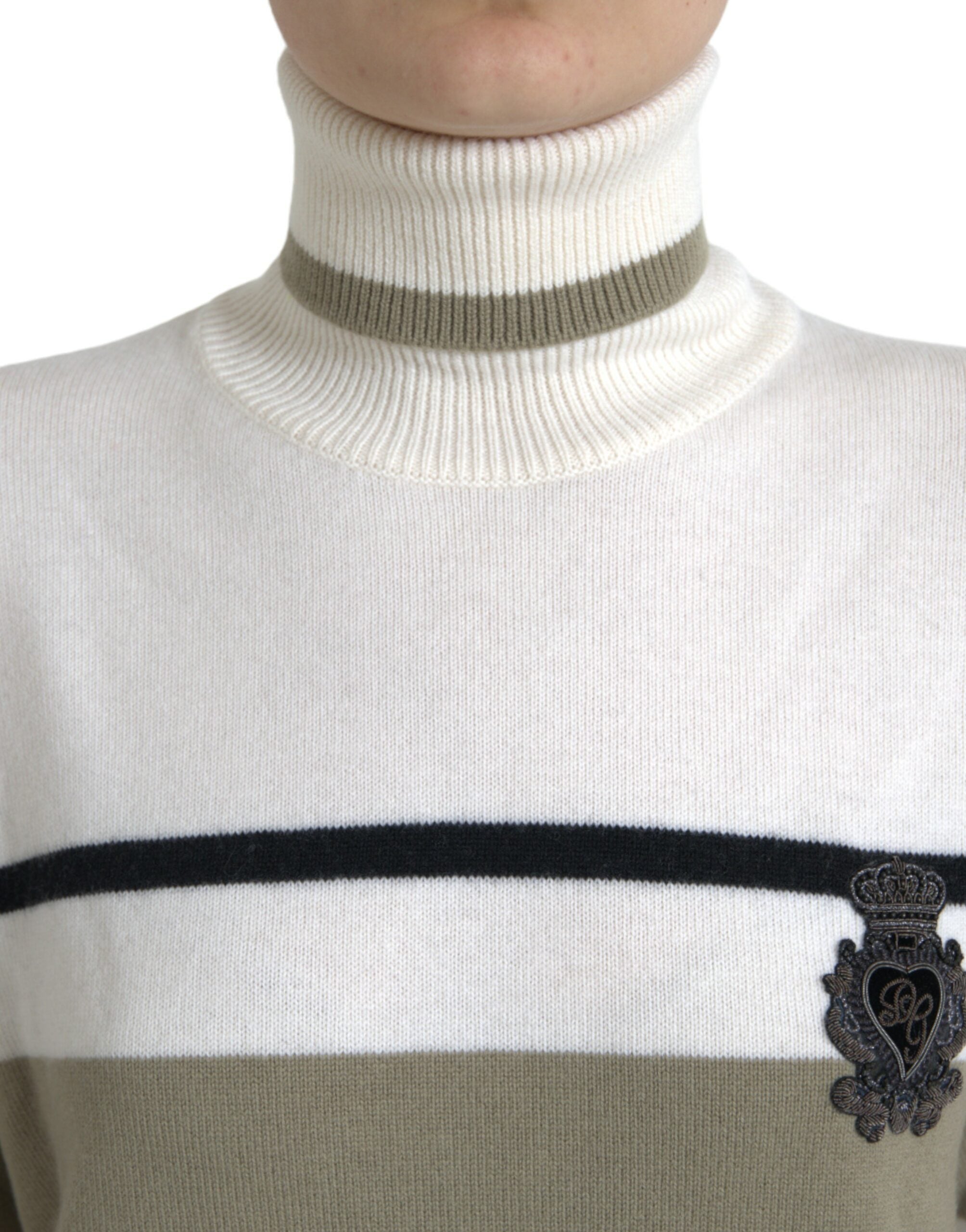 Dolce & Gabbana Pullover aus Wolle mit mehrfarbigen Streifen und Logo