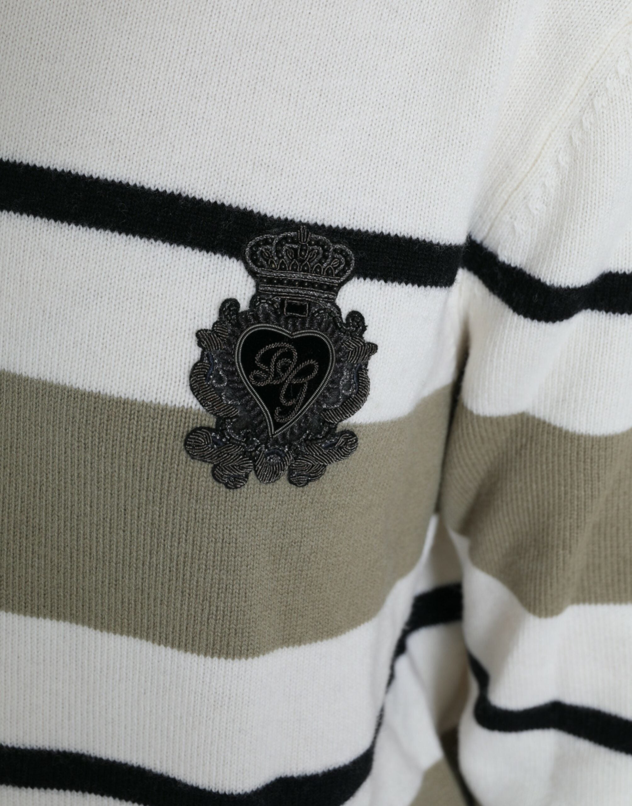 Dolce & Gabbana Pullover aus Wolle mit mehrfarbigen Streifen und Logo