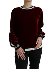 Dolce & Gabbana Bordeaux fluwelen pullover met ronde hals
