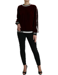 Dolce & Gabbana Bordeaux fluwelen pullover met ronde hals