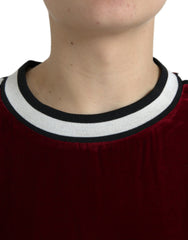 Dolce & Gabbana Bordeaux fluwelen pullover met ronde hals
