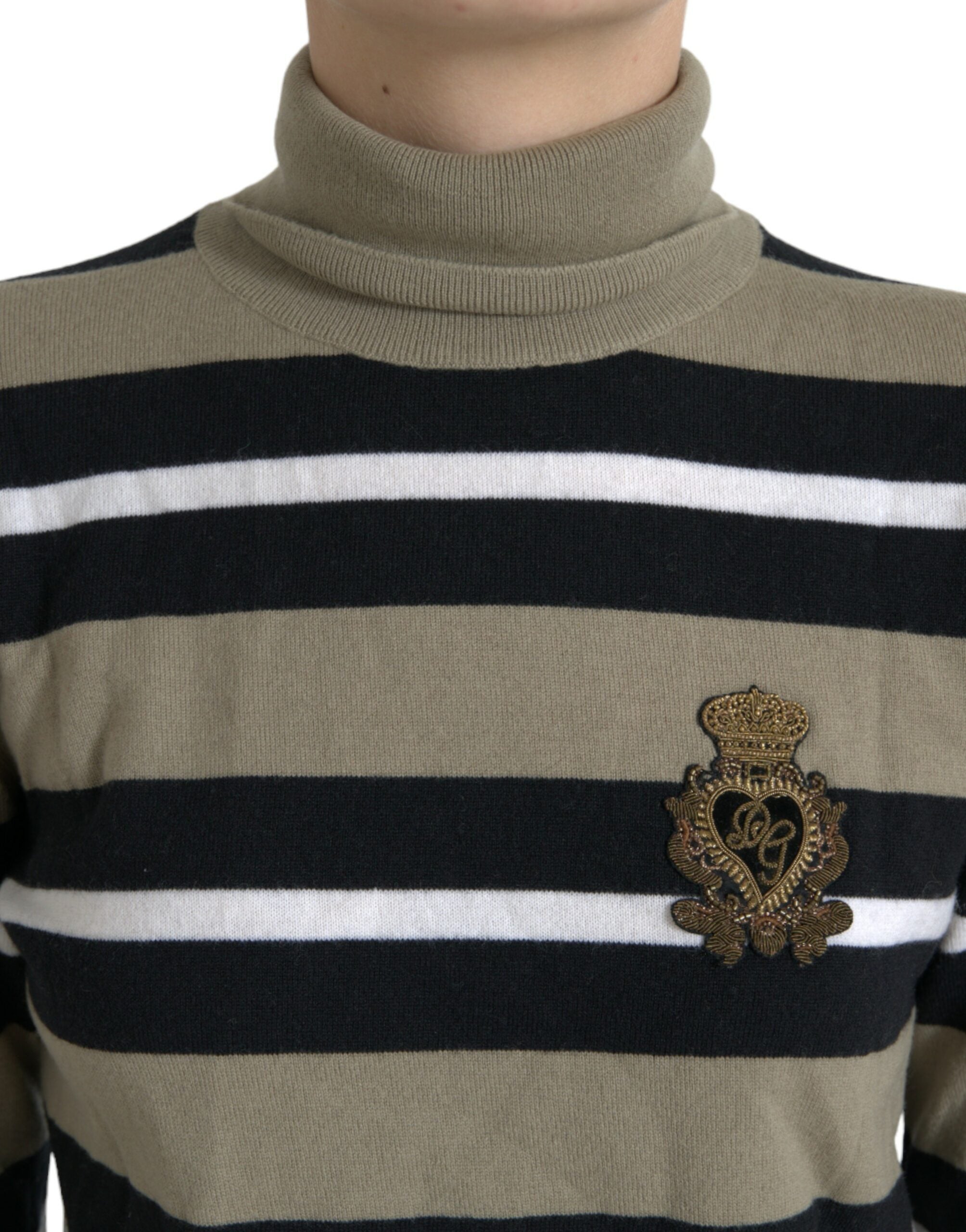 Dolce & Gabbana Meerkleurige Gestreepte Wollen Trui met Logo