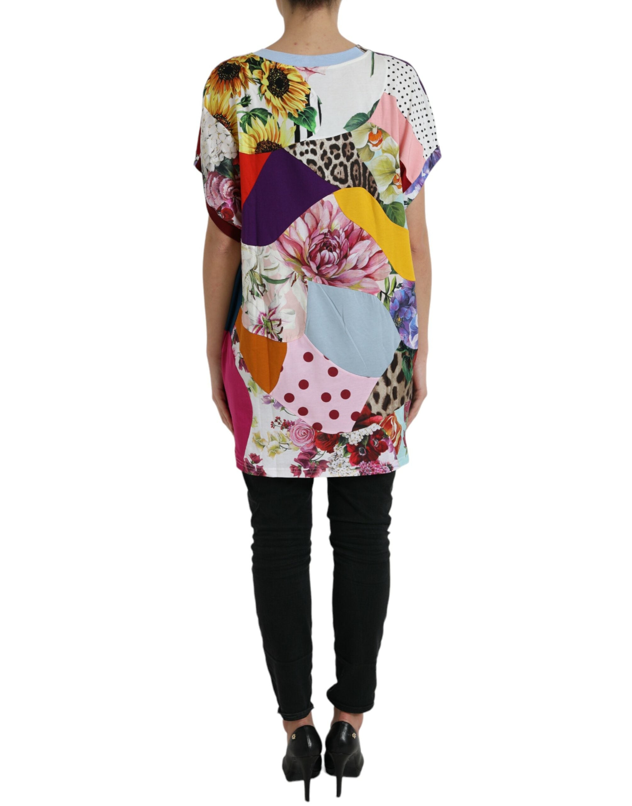 Dolce & Gabbana Multicolor Patchwork Katoen Zijde Blouse Top