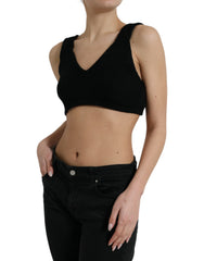 Dolce & Gabbana Zwarte Cropped Kasjmier V-hals Bralette Top