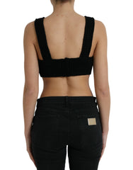 Dolce & Gabbana Zwarte Cropped Kasjmier V-hals Bralette Top
