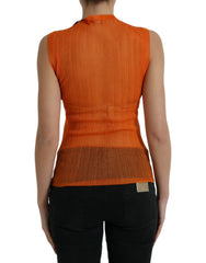 Dolce & Gabbana orangefarbene transparente Rundhals-Bluse / Tanktop