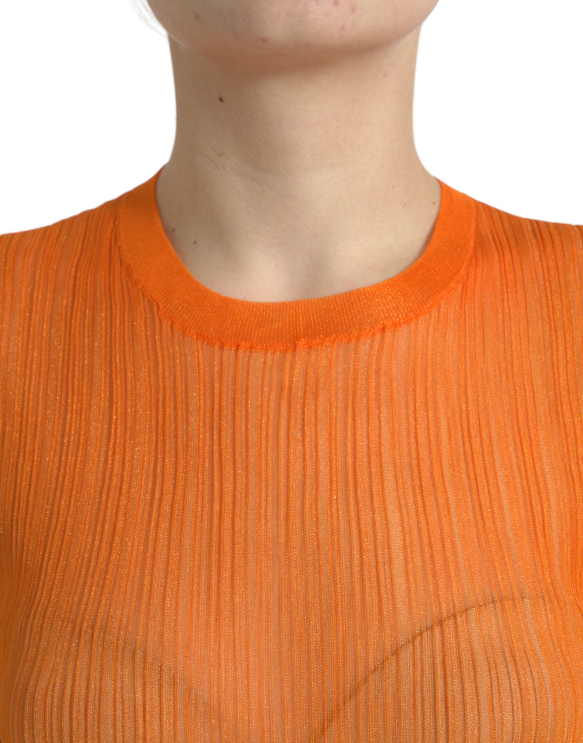 Dolce & Gabbana orangefarbene transparente Rundhals-Bluse / Tanktop