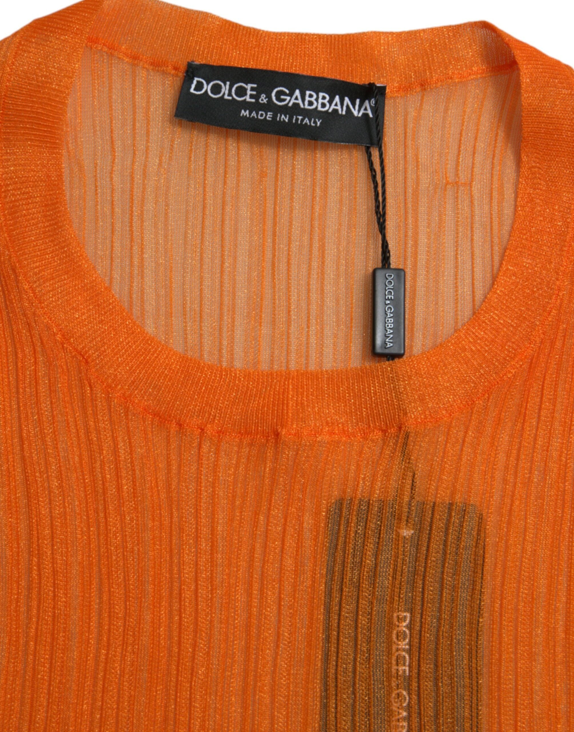 Dolce & Gabbana orangefarbene transparente Rundhals-Bluse / Tanktop