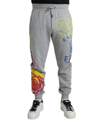 Dolce & Gabbana Graue Baumwoll-Graffiti-Jogginghose
