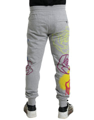 Dolce & Gabbana Graue Baumwoll-Graffiti-Jogginghose