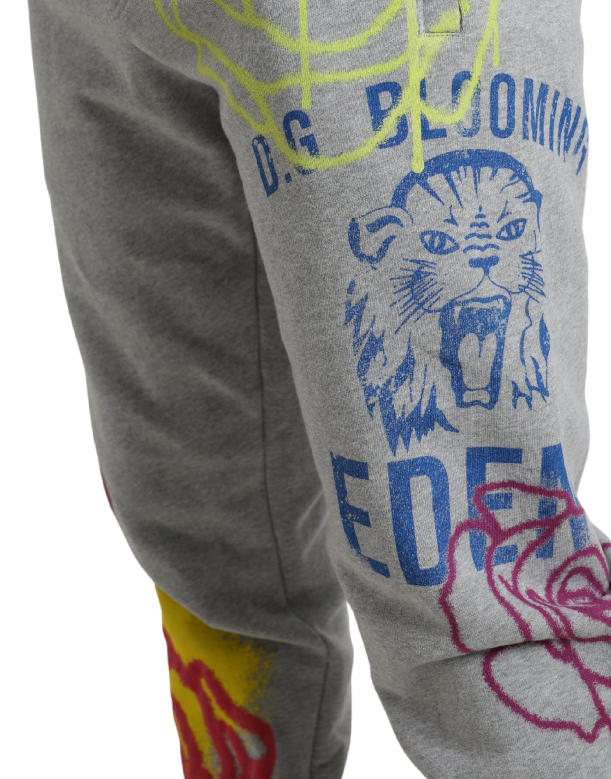 Dolce & Gabbana Graue Baumwoll-Graffiti-Jogginghose