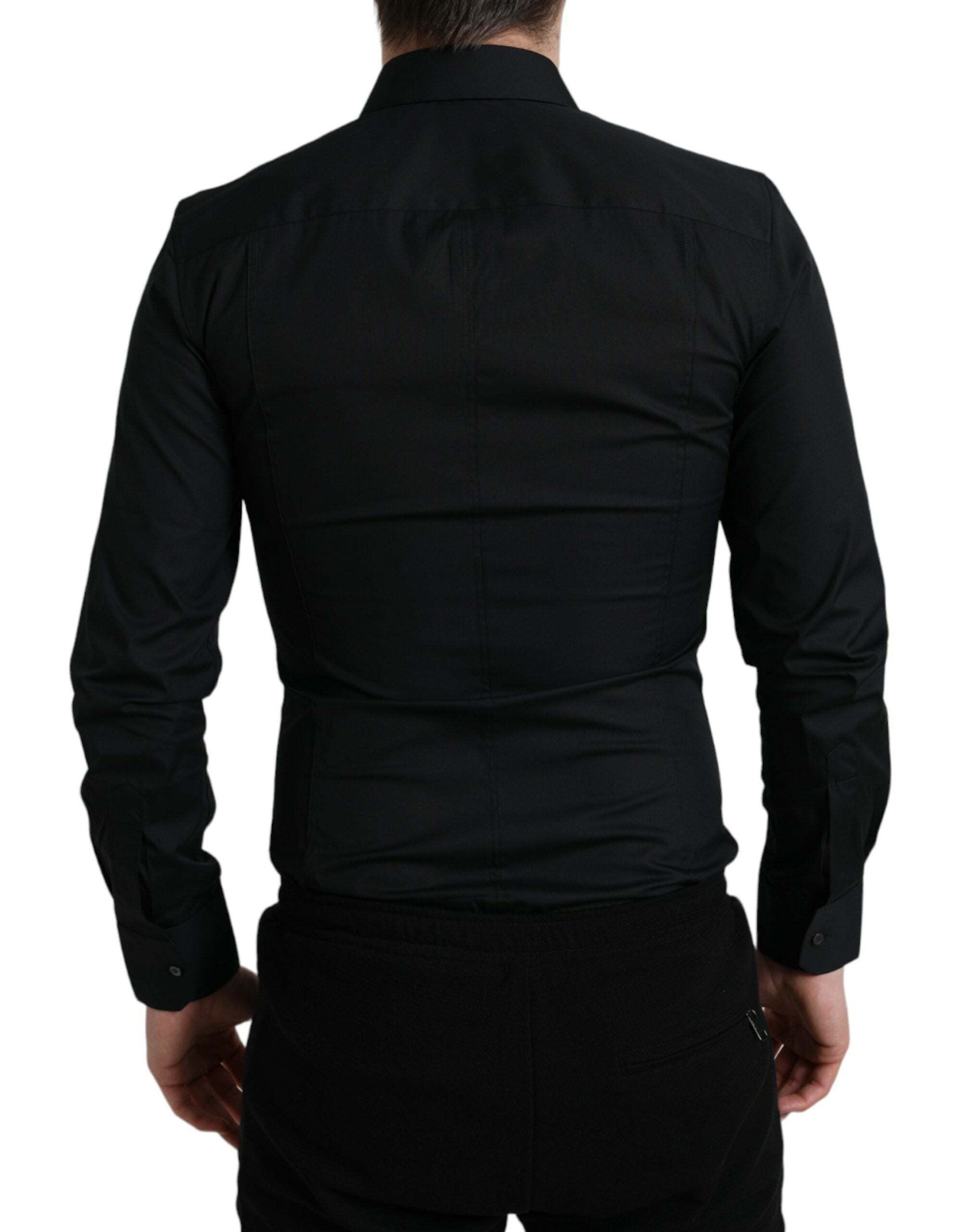 Dolce & Gabbana Schwarzes Slim Fit Stretch-Baumwollhemd