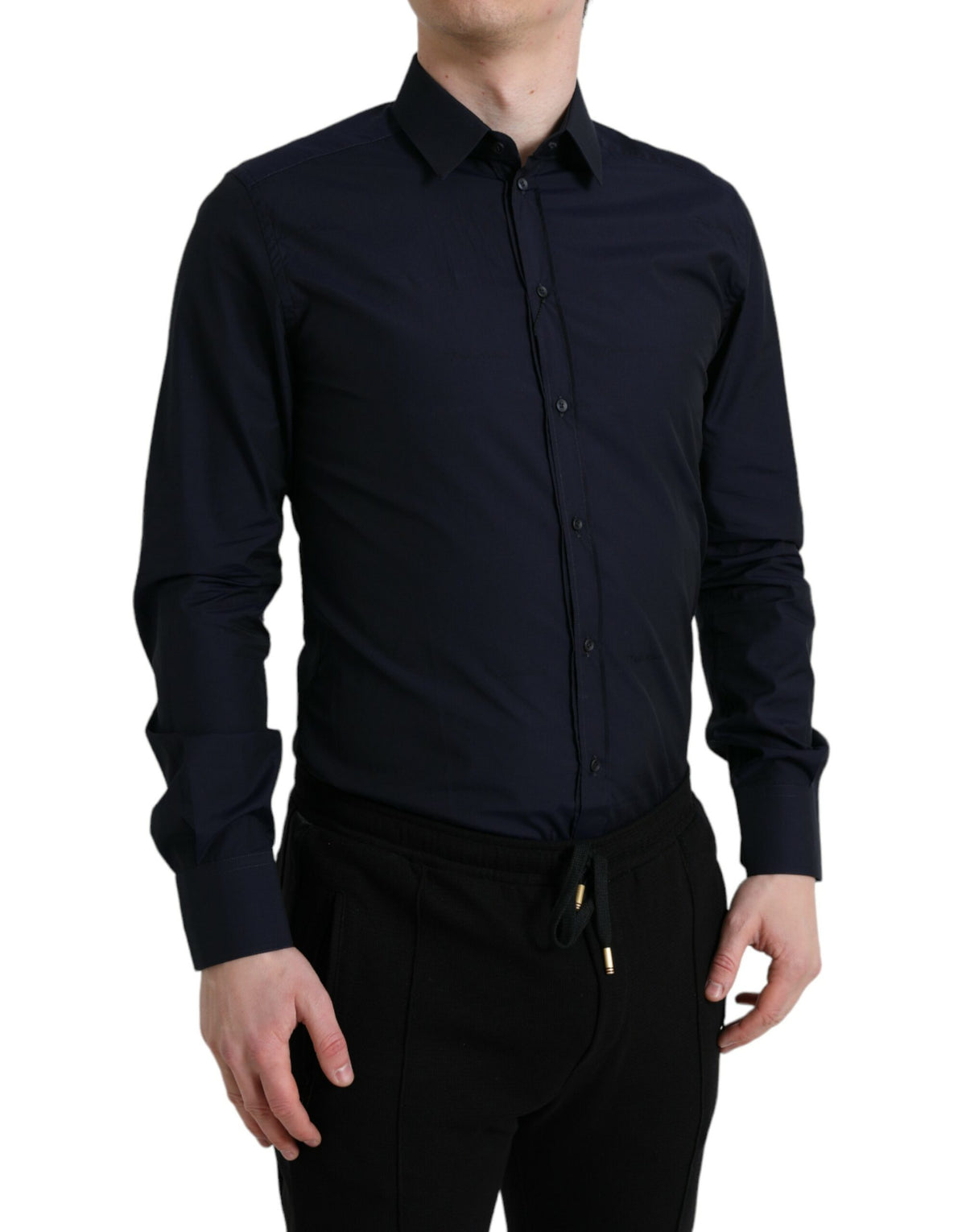Dolce & Gabbana Navy Slim Fit Formales GOLD Hemd