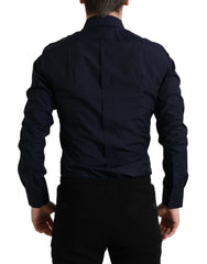 Dolce & Gabbana Navy Slim Fit Formales GOLD Hemd