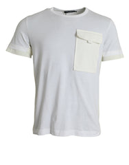 Dolce & Gabbana Weißes Baumwoll-T-Shirt mit kurzen Ärmeln und Brusttasche