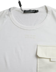 Dolce & Gabbana Weißes Baumwoll-T-Shirt mit kurzen Ärmeln und Brusttasche