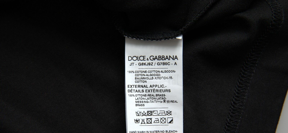 Dolce & Gabbana Schwarzes T-Shirt mit kurzen Ärmeln und silberner Kette