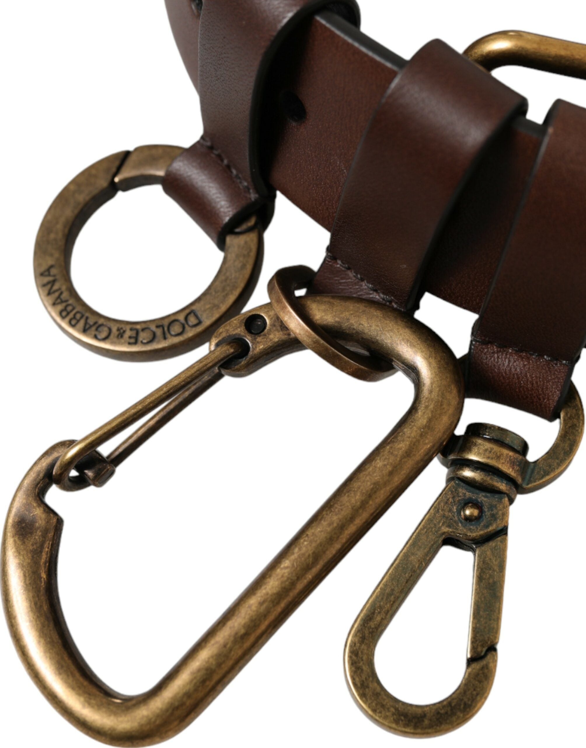 Dolce & Gabbana Brauner Kalbsleder-Gürtel mit goldener Metallschnalle