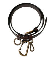 Dolce & Gabbana Brauner Kalbsleder-Gürtel mit goldener Metallschnalle