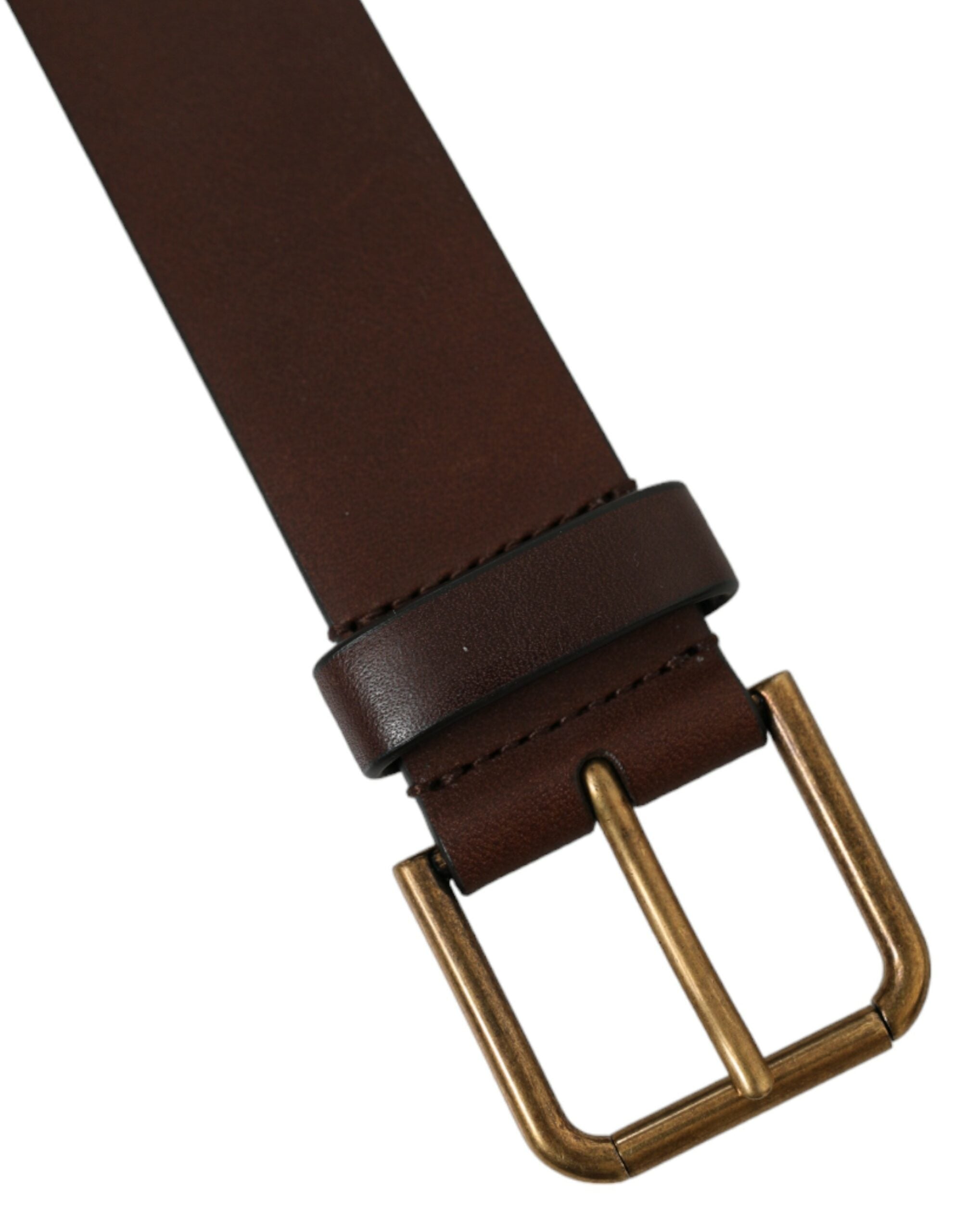 Dolce & Gabbana Brauner Kalbsleder-Gürtel mit goldener Metallschnalle